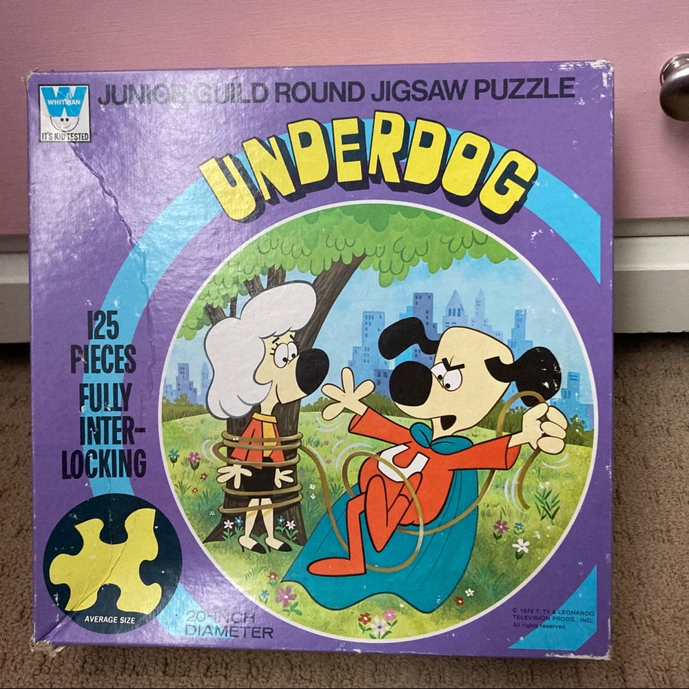 Vintage 1972 underdog 125 piece circle puzzle